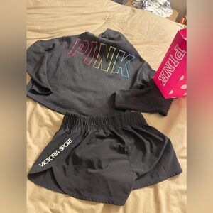 PINK/VS  set (hoodie and shorts)